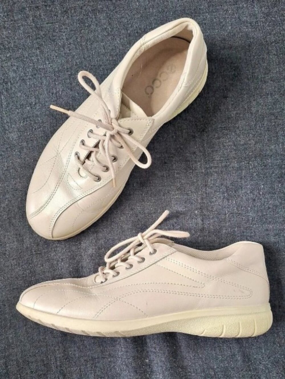 ECCO Cream Leather Comfort Walking Sneakers Shoes EU 37 US 6 - 6.5